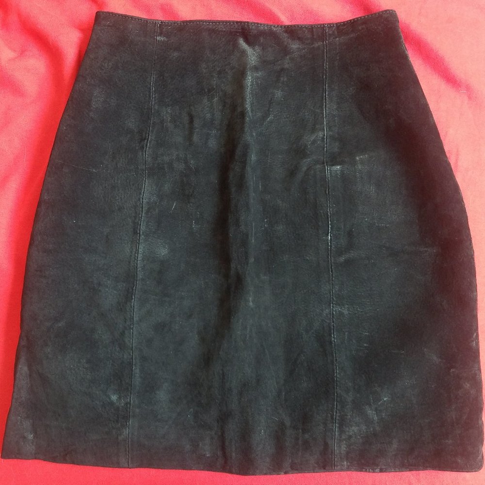 Wilsons Vintage 1990's Navy suede mini skirt